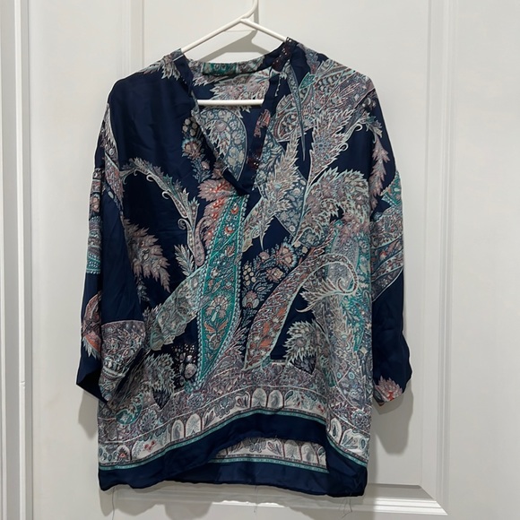 Zara Tops - Zara Basic Paisley Boho Blouse Women’s Size S Small